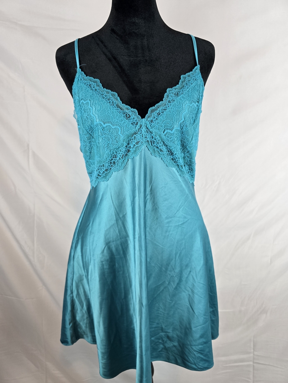 Victoria's Secret Turquoise Lace Satin Chemise